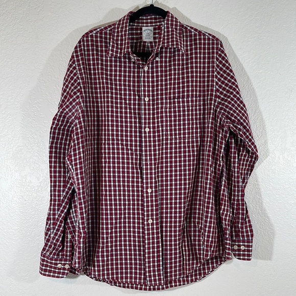 Brooks Brothers Other - BROOKS BROTHERS REGENT Long Sleeve Button Shirt Red Black Plaid Cotton Sz Large